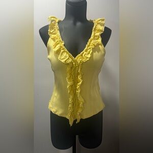 Pilcro Women's Yellow Sleeveless Ruffle Tank Top Size Large Anthropologie Boho